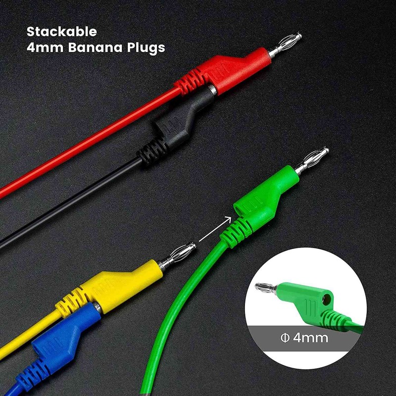 Hopbucan Pack of 5 Test Hooks Wire Stackable Banana Plug