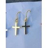Tiny Plain Cross Christian Sterling Silver Plated Drop Dangle Fish