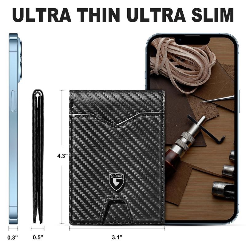 GSOIAX Mens Slim Wallet Rfid Blocking - Color: Black