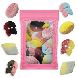 Bubs Swedish Candy Mix from Sweden, Sweet & Sour Skull Gummies Variety Pack, Chewy Big Ovals Fizzy Dizzy Diamond Shaped Godis Skalle Licorice Foam Candy Assortment, 1/2 Pound – Vegan, Seen on TikTok