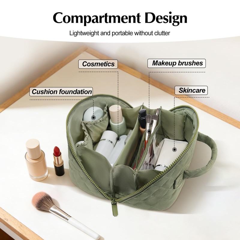 honitty Makeup Bag, Quilted Makeup Bag, Puffy Travel Make up