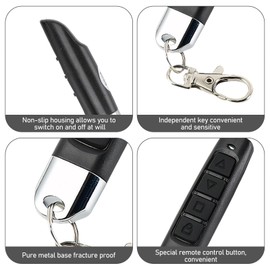 2 x garage door openers, garage door, remote control, 433 MHz, with 4 buttons, comes with 2 key rings, fence gate remote control replicator, roller shutter switch