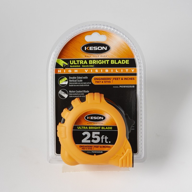Keson PG181025UB Short Tape Measure with Nylon Coated Ultra Bright