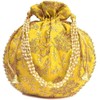 PINK TREASURE Indian Ethnic Yellow Potli Bag Ladies Handbag for