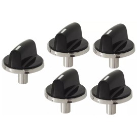 Scaroo 650847 Knob-Cooking (BLACK & Chrome) Area For Bosch Appliance 5-PACK