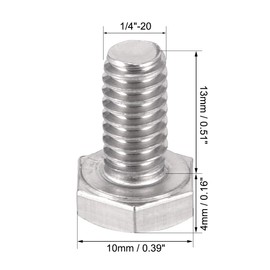 sourcing map 1/4-20 x 1/2" Hex Bolts 304 Stainless Steel Hexagon Screw Bolt 5pcs