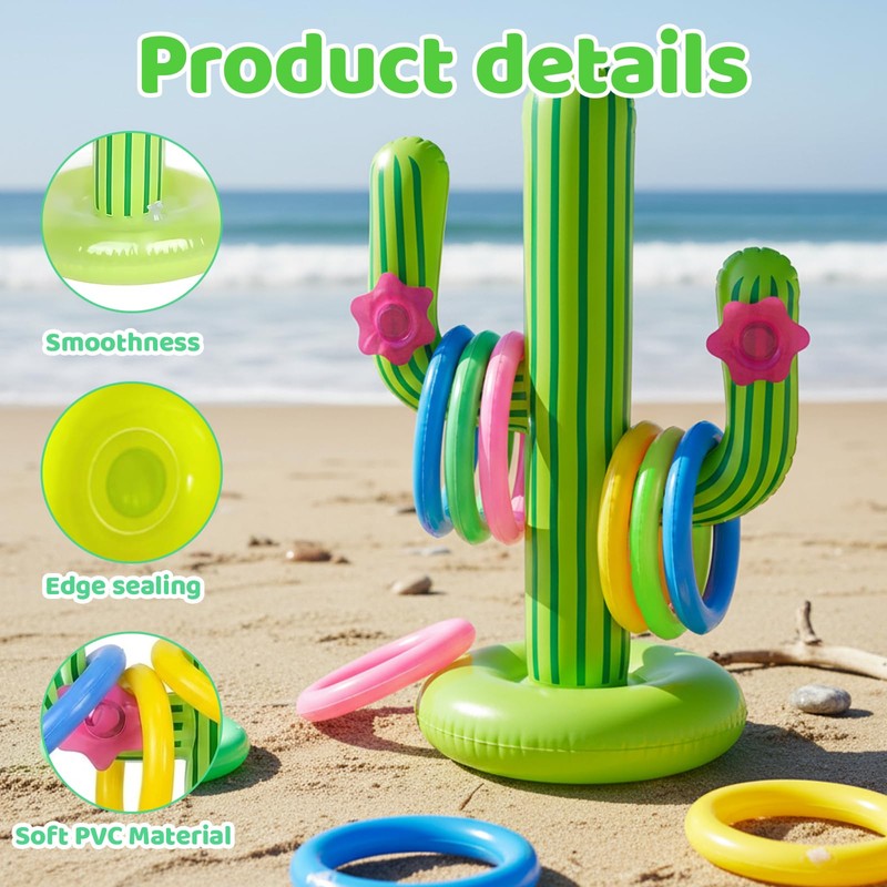 Cactus Toy, Inflatable Toys for Hawaiian Party Decorations, Ring Toss