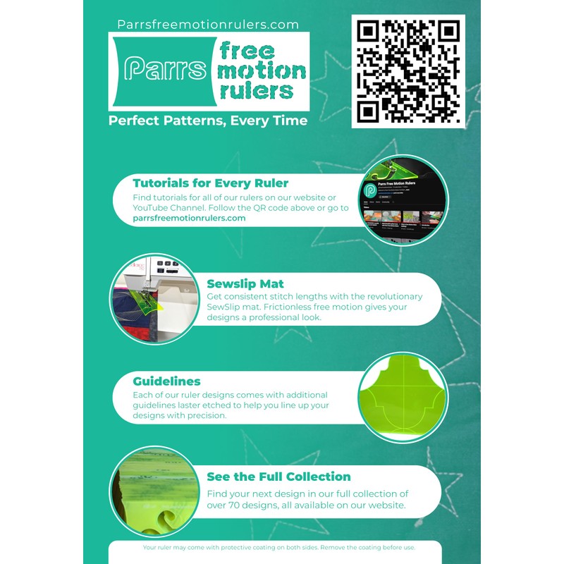 Parrs Rhapsody Encore Floral Free Motion Quilting Ruler for Domestic