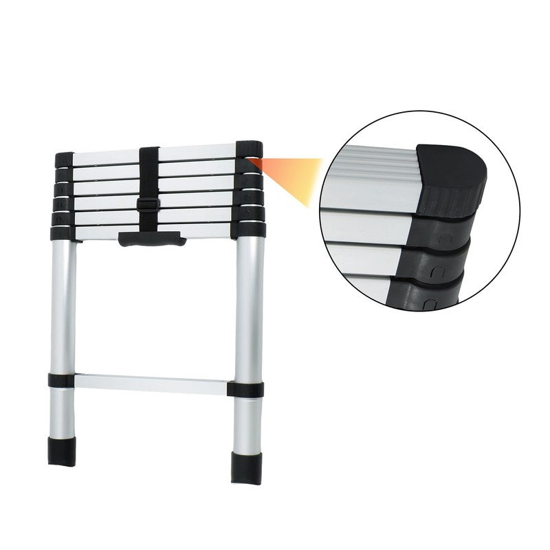 findmall Telescopic Ladder 6.6 Feet with Non-Slip Feet, Maximum Weight