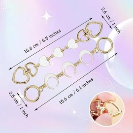 2 Pcs Purse Strap Extender for Handbag, Purse Extender Chain, Bag Extension Chain Extender for Purse Handbags (White Moon and Heart)