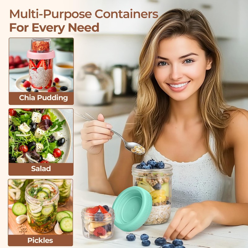 ComSaf 1-Pack 16 oz Overnight Oats Containers with Lids