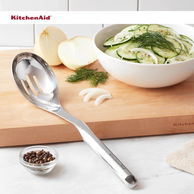 KitchenAid Premium Slotted Spoon with Hang Hook, 13.3-Inch, Stainless Steel