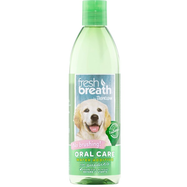 TropiClean Fresh Breath Original Puppy Dental Water Additive - Puppy Breath Freshener for Clean Teeth, 16 Ounce