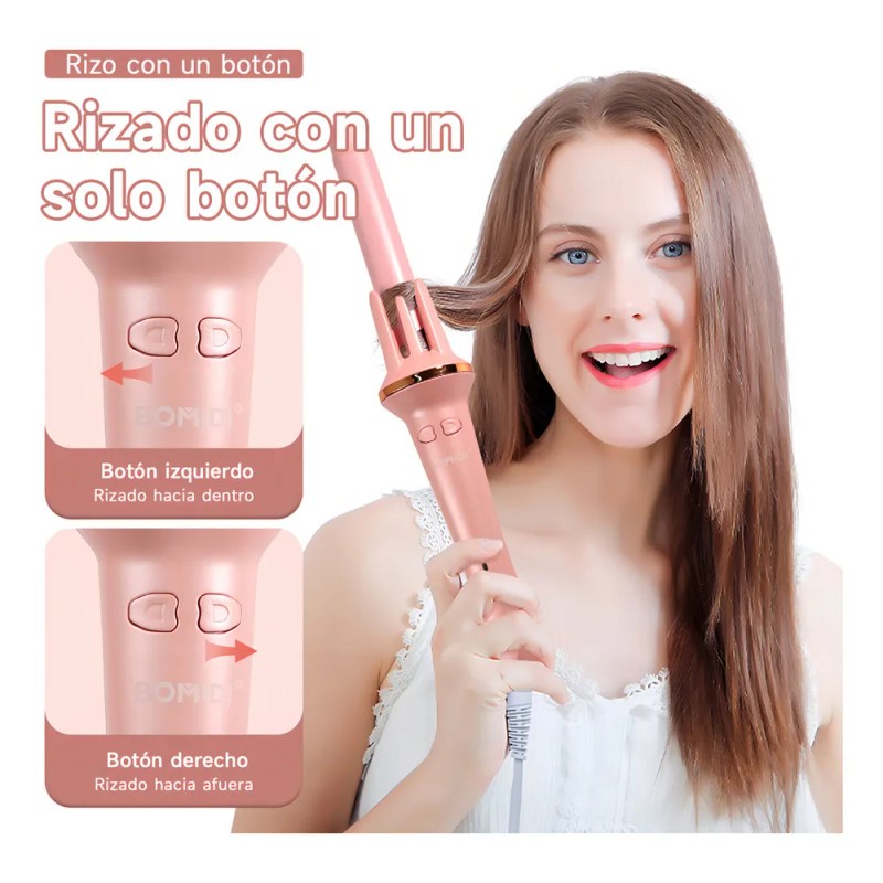Rizador Automático De Cabello Rosado Bomidi Hc02, Cerámica, 2 Modos