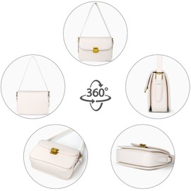 MSGHER Women's Shoulder Bag Messenger Handbag Preppy Style Female Crossbody Bag Retro Purse Designer Briefcase (Beige)