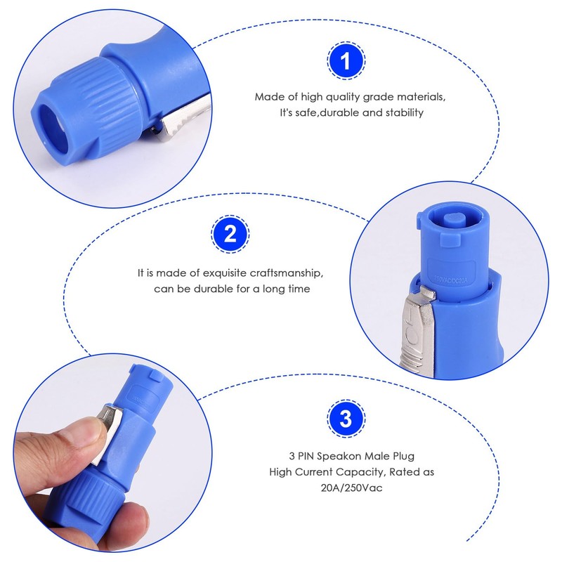 caapmony 10pcs/lot Nac3Fca Speakon Plug 3 Pin Powercon Plug 20A