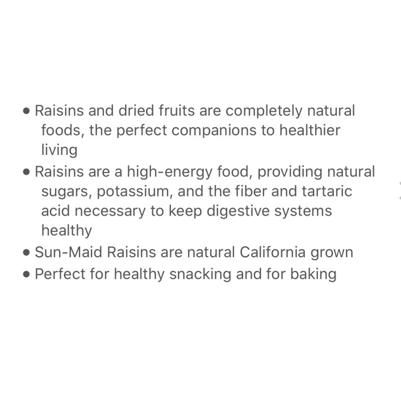 Sun-Maid California Sun-Dried Raisins **60 oz. 100% Natural Sweet**