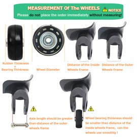 Luggage Suitcase Replacement Wheels 1.57" Diameter 4 Pcs 0.71" Thickness with Ball Bearings Wear-Resistant Mute Rubber Swivel Transparent Caster Repair Kits for Luggage Bags Trolley Case