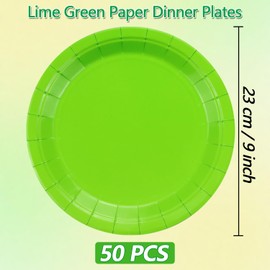 PTECDROTS 50Pcs Lime Green Paper Plates - 9” Paper Round Bulk Dinner Plates for Daily Use Holiday Picnic Celebrations Sage Green Birthday Party Decorations