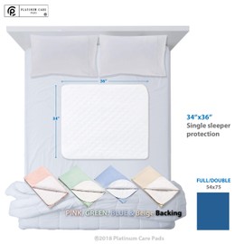 Platinum Care Pads Reusable Bed Underpad - Waterproof & Washable Bed Pad - Absorbent Mattress Protector Pad - Incontinence Bed Pads - Bed Protector Pads Pack of 4 (Pink, 34"X36")