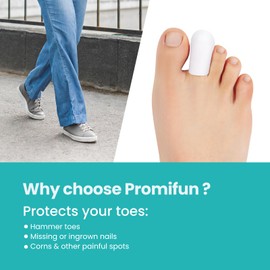 Promifun Toe Cap Union Protector, 6 Pack Toe Protectors for Men and Women - Cushion, Protect and Relieve Missing or Ingrown Toenails, Corns, M