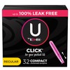 U by Kotex Click Compact Tampons, Regular Absorbency, Unscented, 32