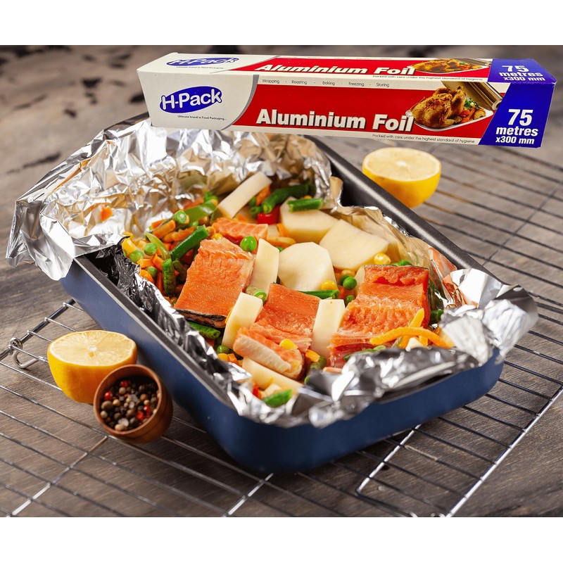 H-Pack Aluminium Foil 75 Metres x 300mm for Catering and