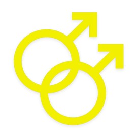 Applicable Pun Double Mars Gay Men Symbol - Vinyl Decal Sticker - Yellow 5 inch