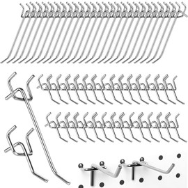 Perforated Wall Hooks, Pack of 60 Interval of 3 cm Perforated Wall Accessories, Diameter 3 mm Pegboard Hooks, Hole Wall Hooks, Attachments Hooks, for Supermarket Shelves, Workshops, Warehouses