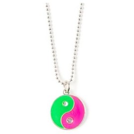 Pendant Necklace Glow in the Dark Yin-yang Symbol with Crystals