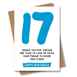 17th Birthday Card - Funny Joke for 17 Year Old - Blue