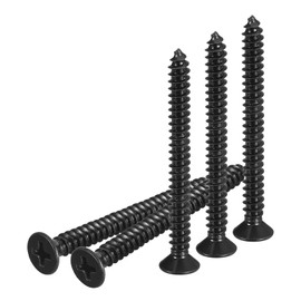 DTGN 100Pcs #10x2" Flat Head Wood Screws, 304 Stainless Steel Phillips Self Tapping Screws - Good for Woodworking, Furniture - Black