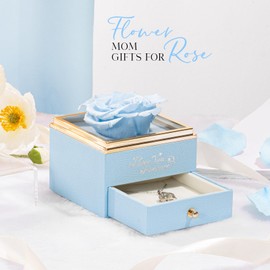 NEWNOVE Gifts for Mom - Preserved Light Blue Rose with Mom Necklace - Gifts for Mom from Daughter, Son -Mom Gifts for Christmas - Birthday Gifts for Mom, Mother - Mom Birthday Gifts - Presents for Mom