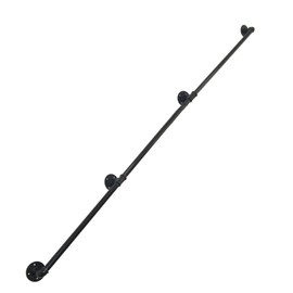 DIYHD 12FT Wall Mount Pipe Handrail for Stairs,Industrial Rustic Black Indoor Deck Hand Rail