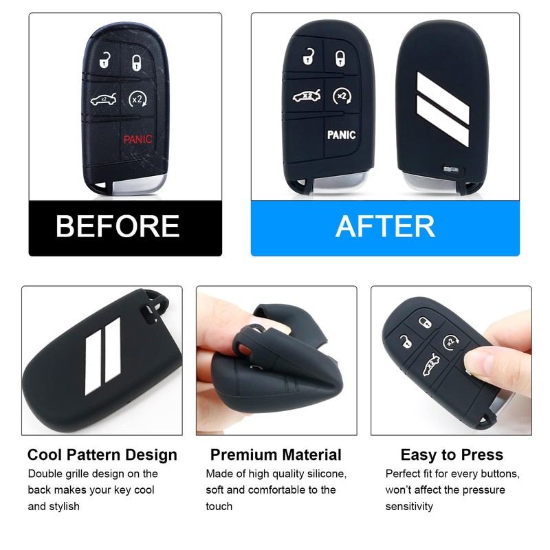 Key Fob Cover for Dodge Accessories 5 Button Key Fob
