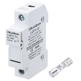 sourcing map Solar Fuse Holder with 1 Fuse Core, DC 1000V 15A Single Pole 10x38mm DIN Rail Mount Fuse Holder Base for Household Circuits, Photovoltaic Station