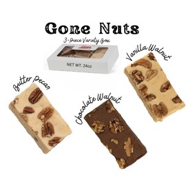 Uncle Butch's Fudge - Creamy and Smooth Gone Nuts Fudge Variety Pack - Decadent and Delicious Handcrafted Fudge Gift Box (24oz total)