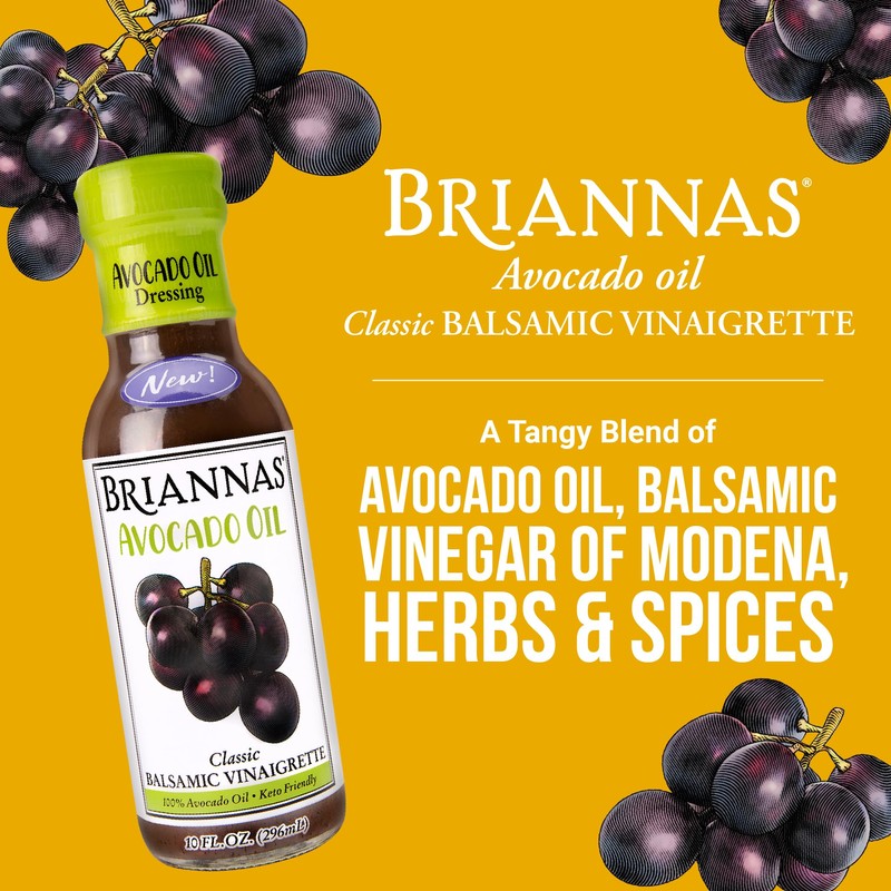 BRIANNAS - Avocado Oil Balsamic Vinaigrette Dressing - Nutrient Rich,