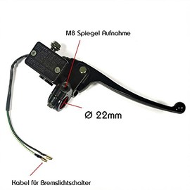 Right Brake Cylinder for Front Disc Brake with M10 for Diameter 22 mm Handlebar for Rex Jinan Qingqi Yiying Longjia LJ50QT JMSTAR MKS Baotian Kreidler Flex Tech Hisun YY50QT GY6 Scooter 50-150 cc cc