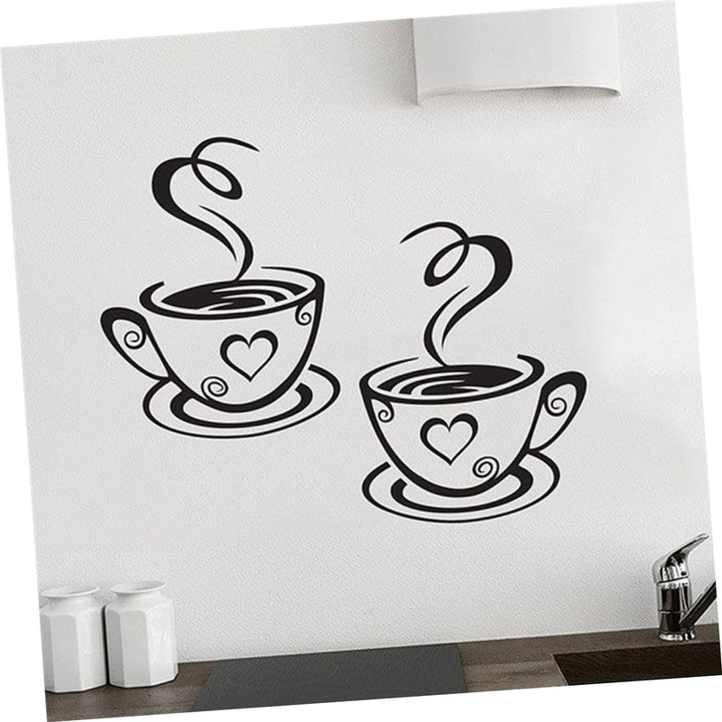 KONTONTY Sticker Wall Decals 5 Pack Cup Stickers 31x19cm Black