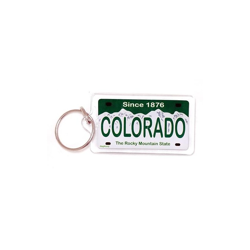 Colorado State License Plate Acrylic Rectangular Souvenir Keychain 2.25" X