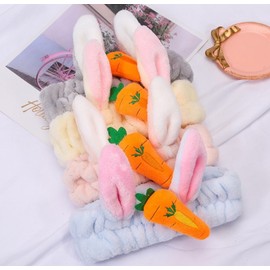 LOED Carrot Microfiber Facial Headband Carrot Headband (White) 5ea