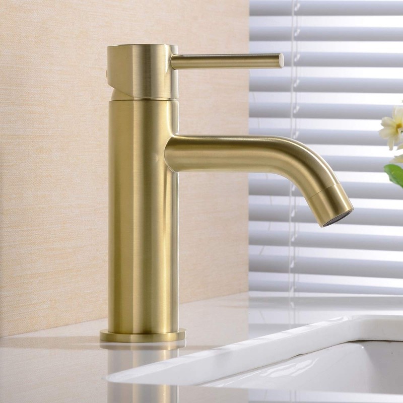 TRUSTMI Brushed Gold Bathroom Faucet Modern Single Handle Single Hole