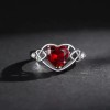 Dtup Anillo Compromiso Corazón Rojo Rubí Plata S925 Promesa Amor