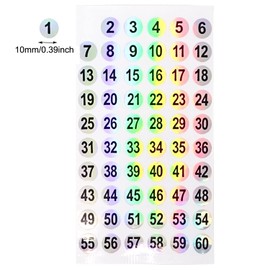 Honbay 1 to 300 Round Reflective Laser Number Stickers Self Adhesive Label Stickers Inventory Storage Organizing Sticker for DIY Craft Marking Numbering Manicure Tool (2 Set, 10mm)
