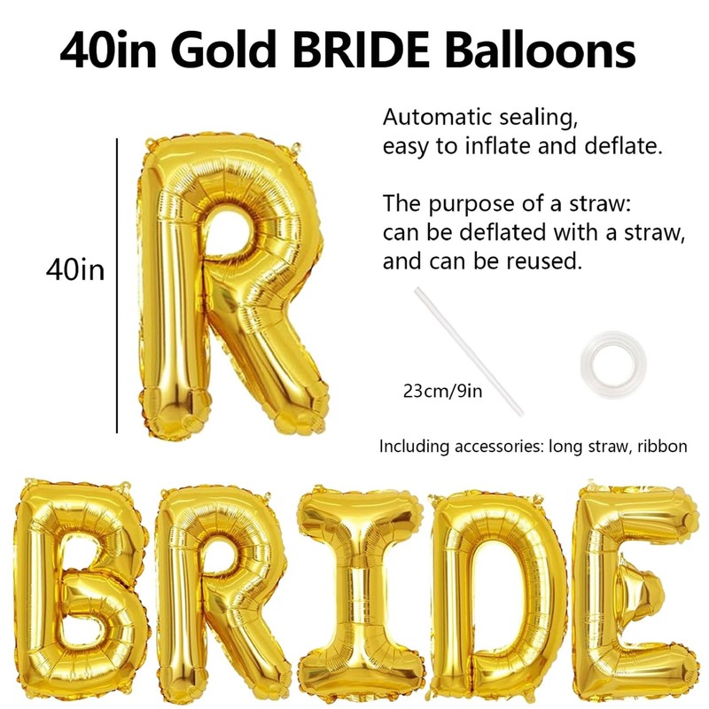 Sage Green Bachelorette Party Decorations Kit 40 inch Gold Bride