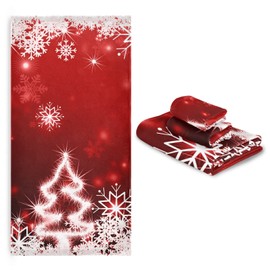 ALAZA Juego de 3 toallas de baño de Navidad, 1 toalla de baño, 1 toalla de mano, 1 toalla de baño, 1 toalla de baño, copo de nieve blanco, suave, lujoso, cocina, spa, playa, árbol de Navidad, regalos de decoración de Navidad