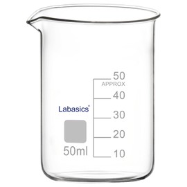 Labasics Glass Beaker, 1 Pack Borosilicate Glass Graduated Low Form Griffin Beaker with Pouring Spout Lab Beaker, 50 ml, High Temperature Resistance, Laboratory use