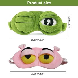RAXLUPO Pack of 2 Eye Mask Cartoon Sleeping Eye Mask 3D Cute Animals Sleep Mask Blindfold Sleep Travel Mask, Suitable for Funny Gifts, Men, Women