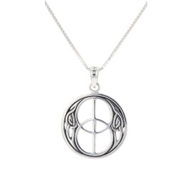 Jewelry Trends Sterling Silver Celtic Chalice Well Symbol Pendant on 18 Inch Box Chain Necklace